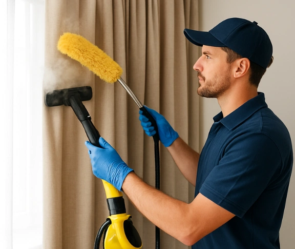 Trusted curtain steam cleaning technician Matty Curtain Cleaning bilinga QLD