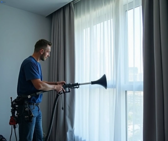 Professional curtain steam cleaning process equipment Matty Curtain Cleaning bilinga